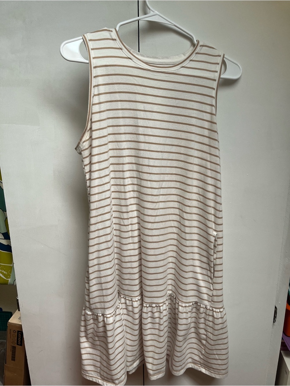 Sonoma Striped Cream and Tan Short-Sleeve Top